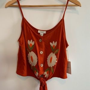 NEW Beautiful Orange Tank with Wooden Buttons